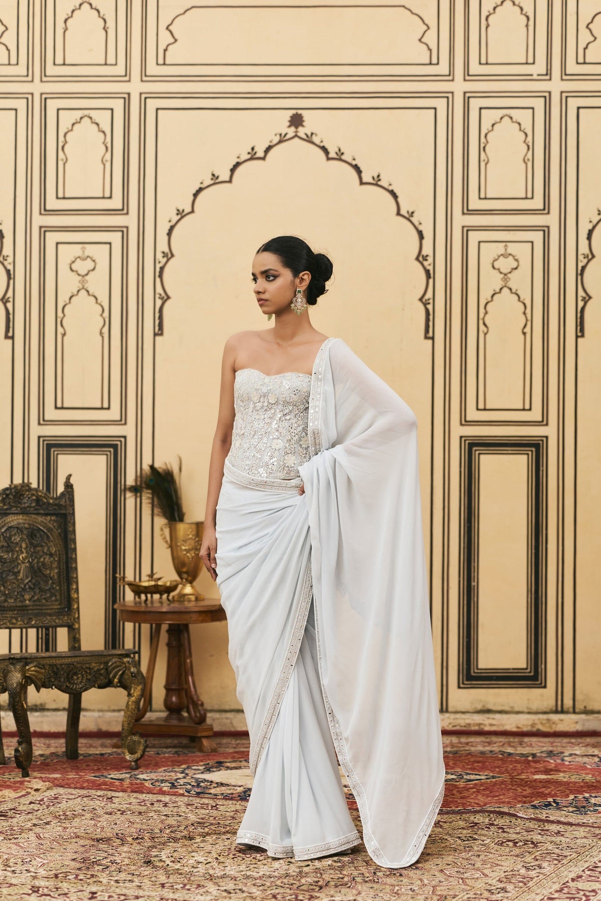 Falsai Georgette Corset Saree Set by ITRH