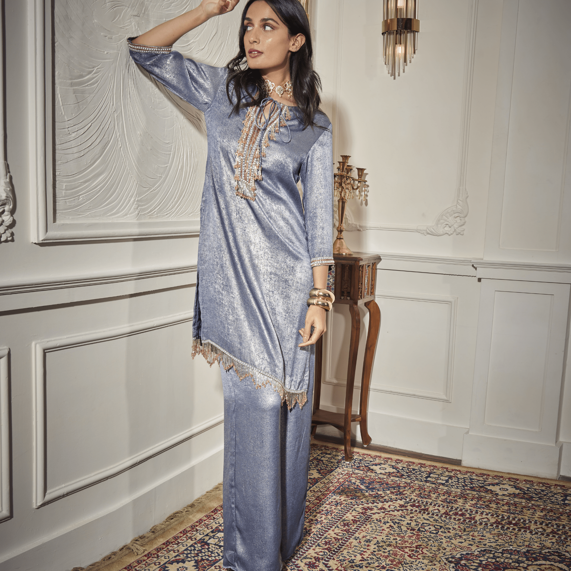 Festive Kurta, Straight Pants — view 1