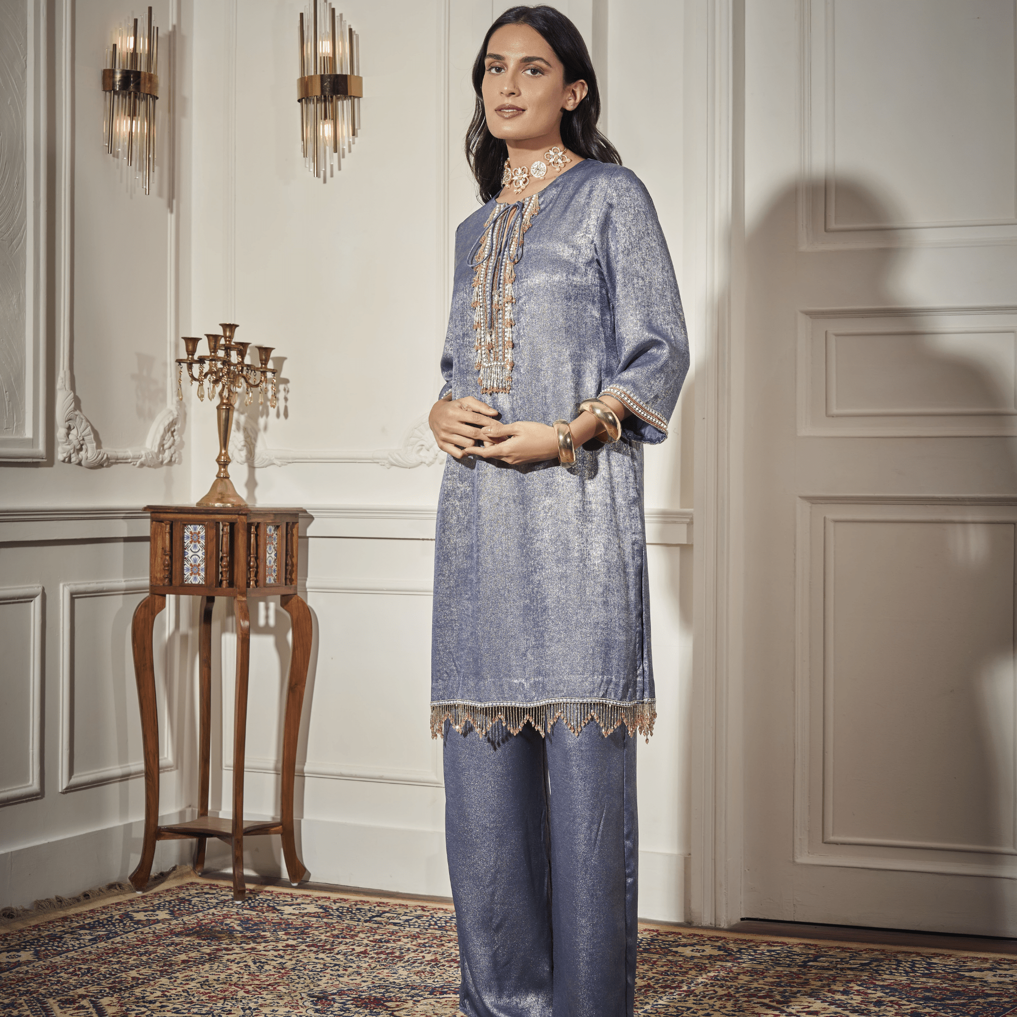 Festive Kurta, Straight Pants — view 2