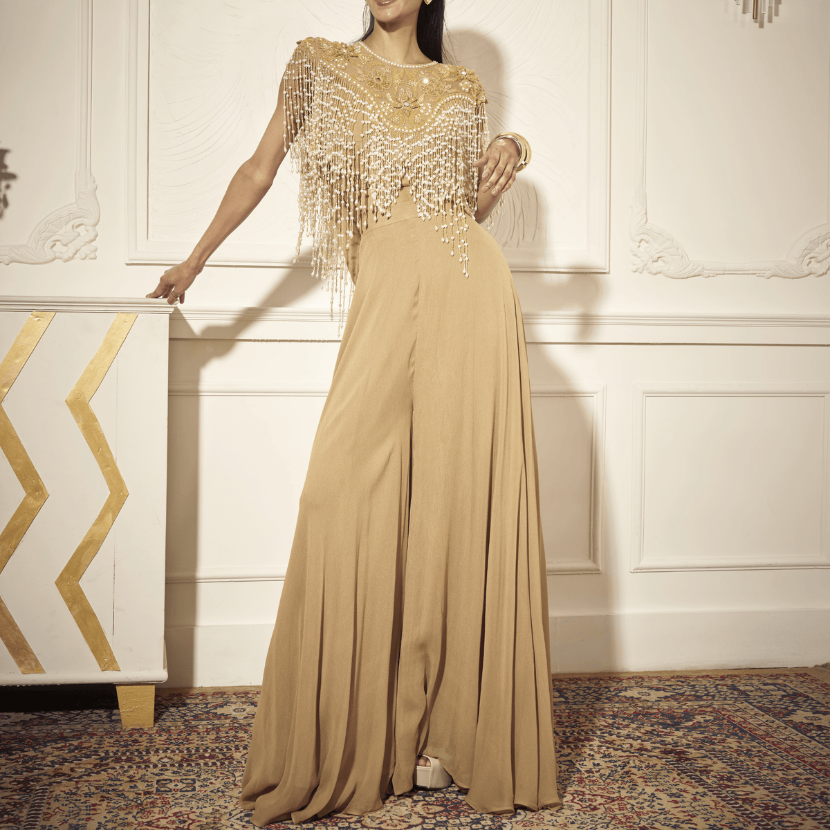 Flare Palazzos, Heavy tasseled high- low Top — view 5