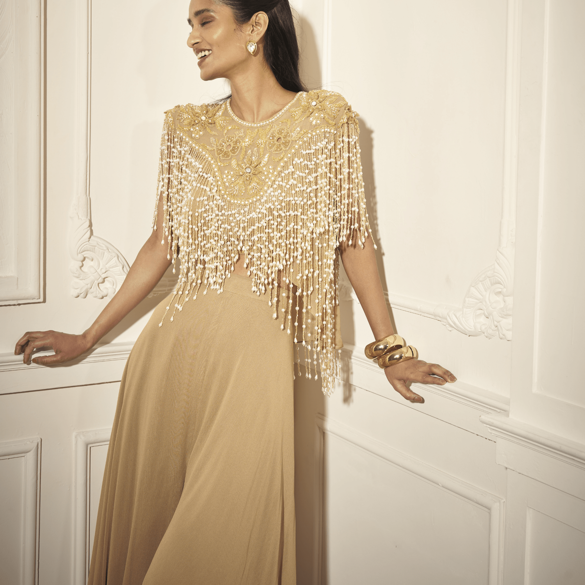 Flare Palazzos, Heavy tasseled high- low Top — view 2