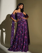 Florence by KIYOHRA – purple floral printed and embroidered pant set, view 1