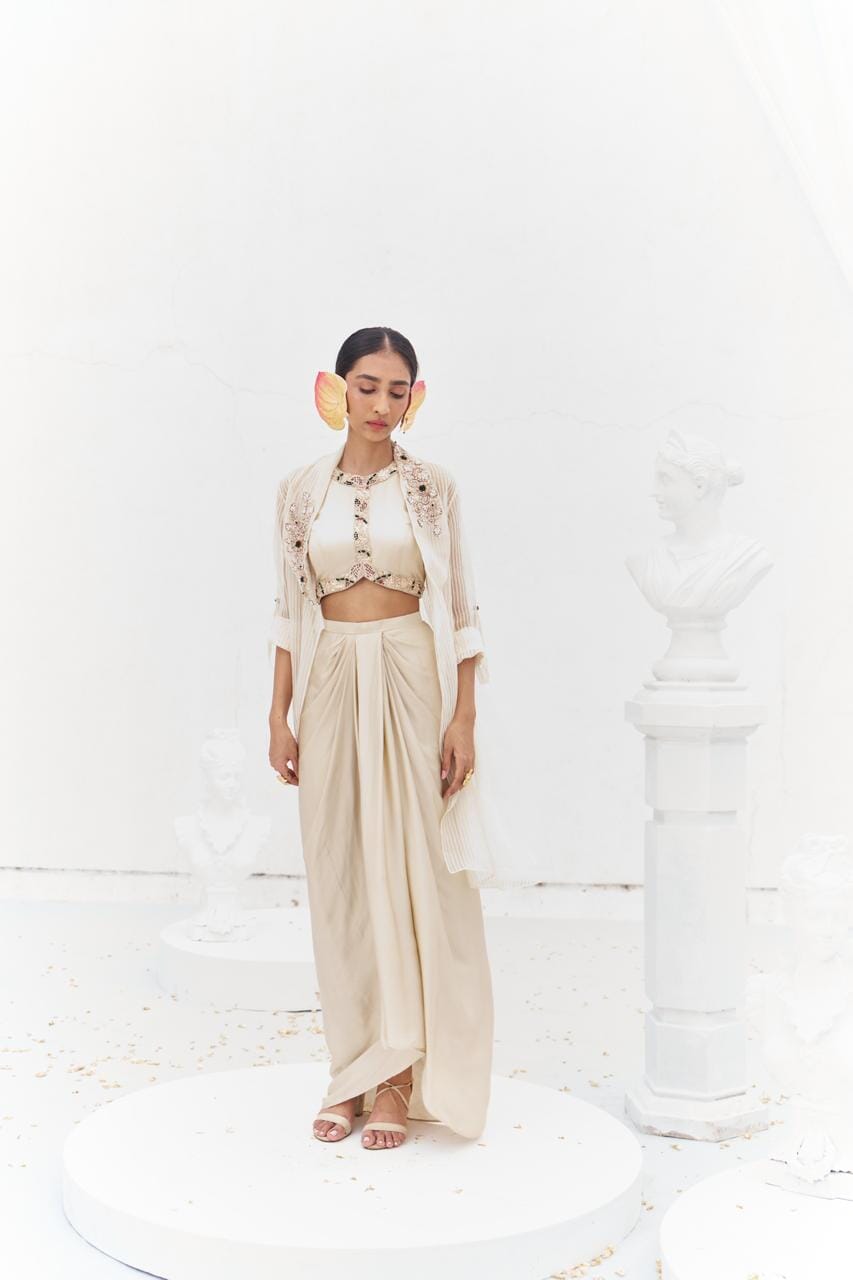 Haimavati- Draped skirt and cape set
