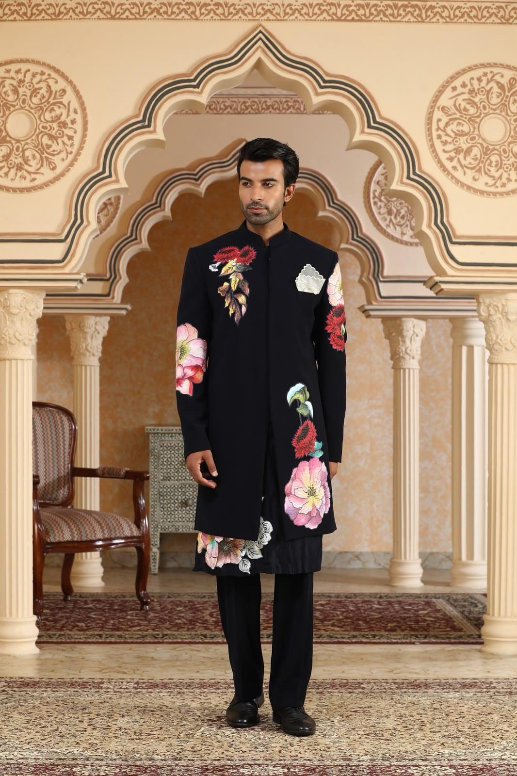 Handpainted Phoolkumar Embroidered Indo Set by Kudrat by Chirag