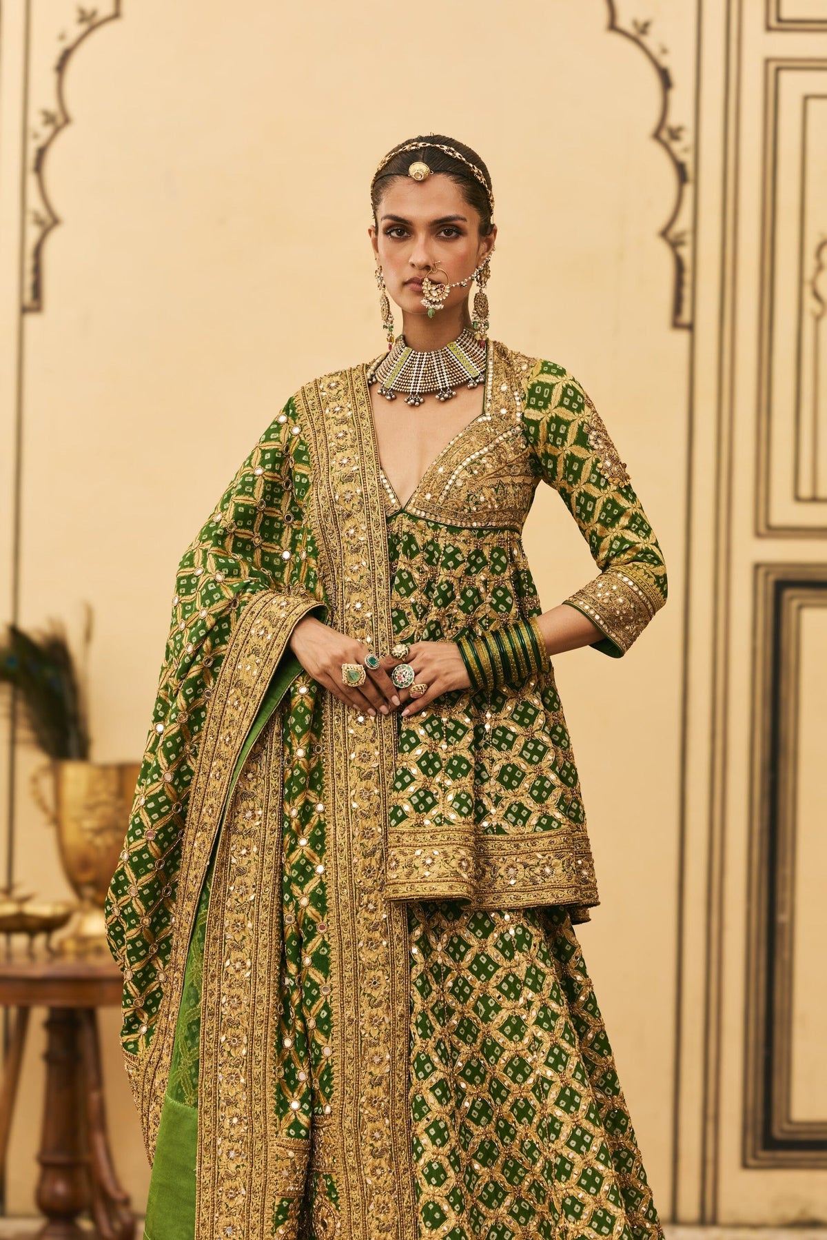 Hara Bandhej Sharara Set by ITRH