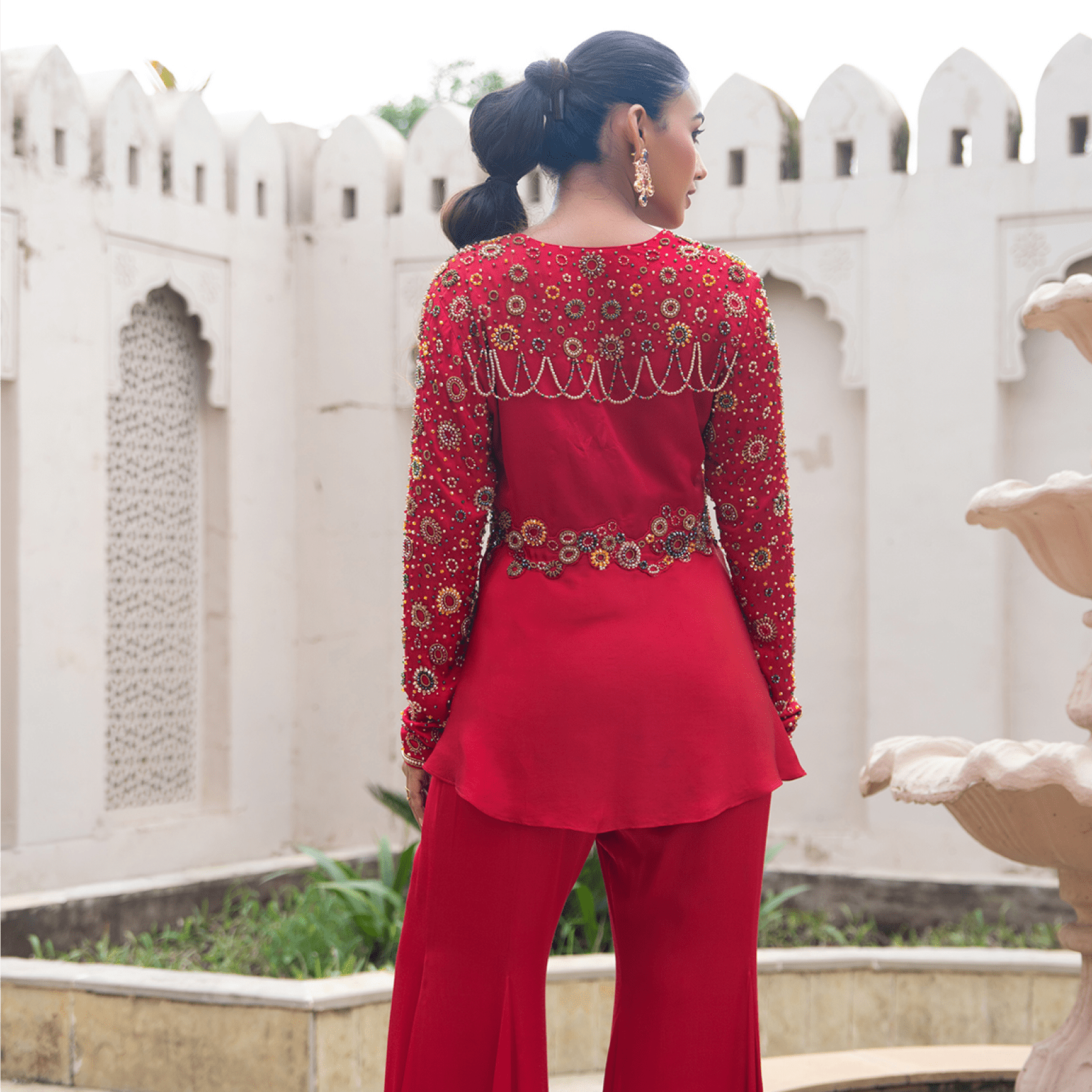 ISHANI-Embroidered Peplum Tunic Set — view 2