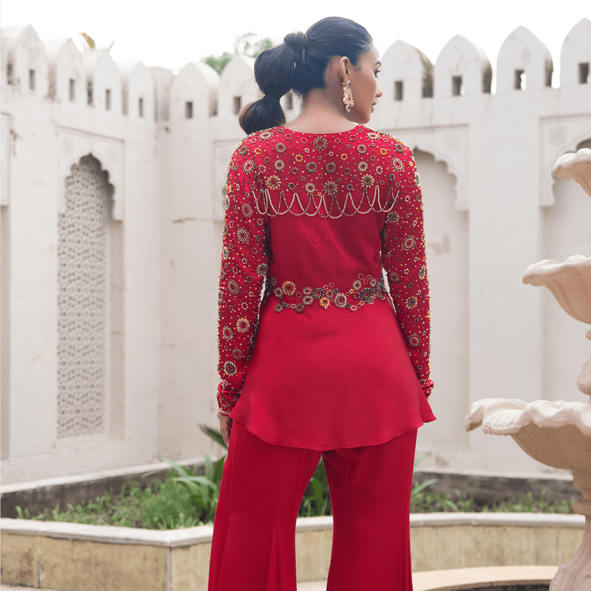 ISHANI-Embroidered Peplum Tunic Set — view 2
