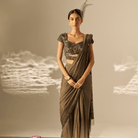 Ishvari- Heavy draped saree set — view 1