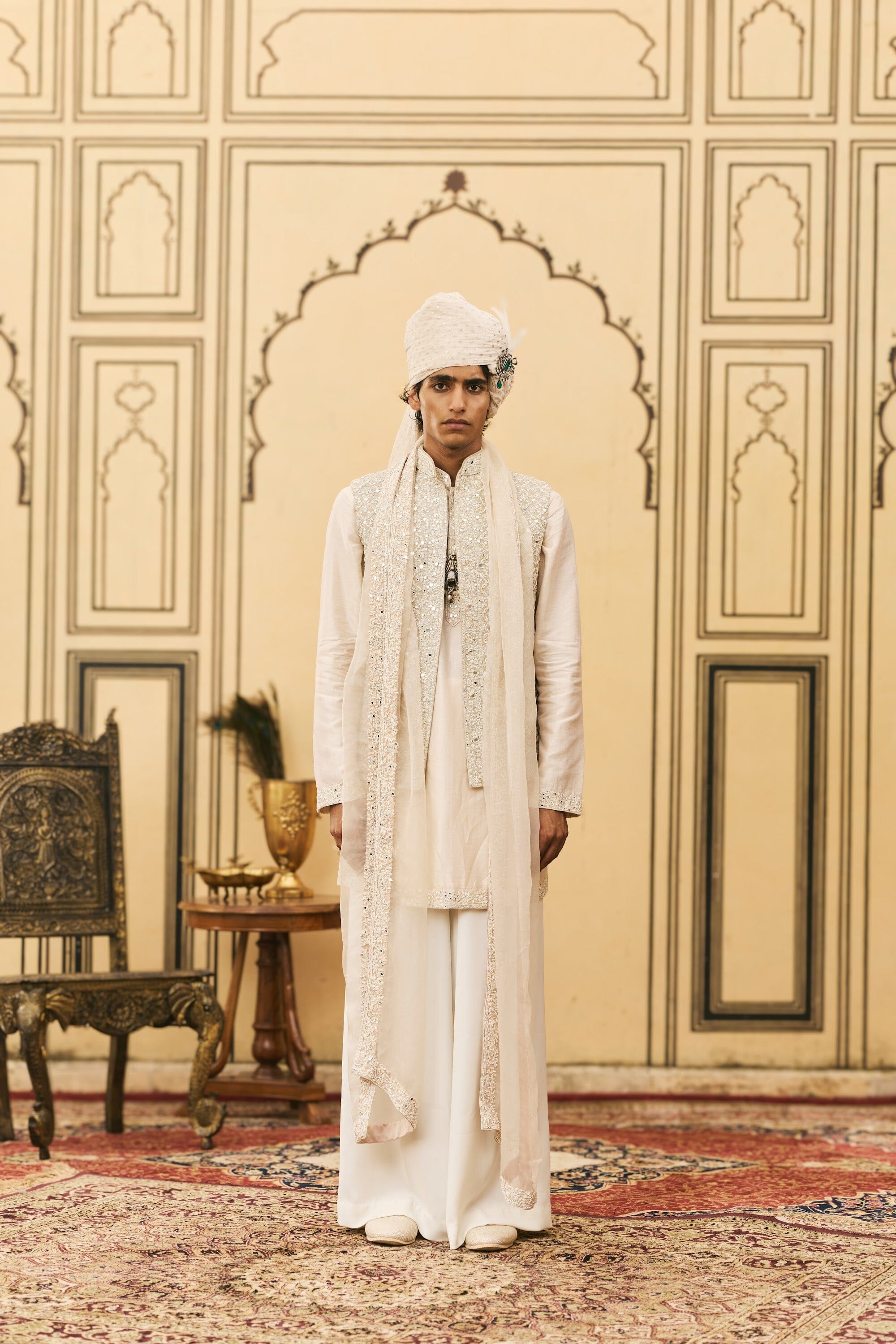 Ivory Chanderi Kurta Set by ITRH