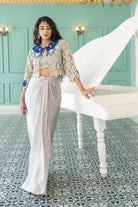 JAYA-Embroidered Draped Cape Set