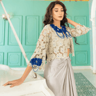 JAYA-Embroidered Draped Cape Set — view 4