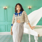 JAYA-Embroidered Draped Cape Set — view 3