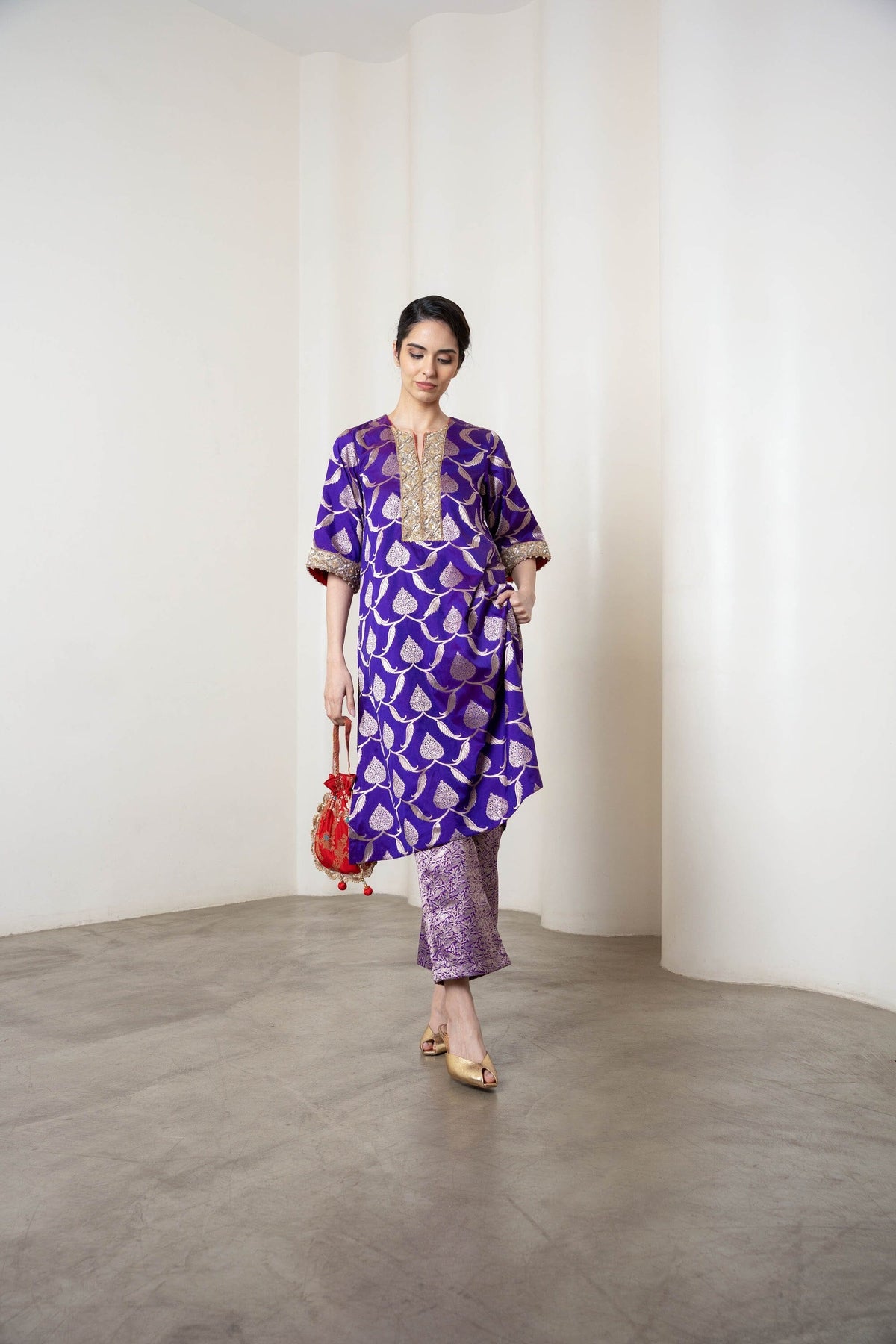 Kris Kurta Set Purple by Shriya Singhi