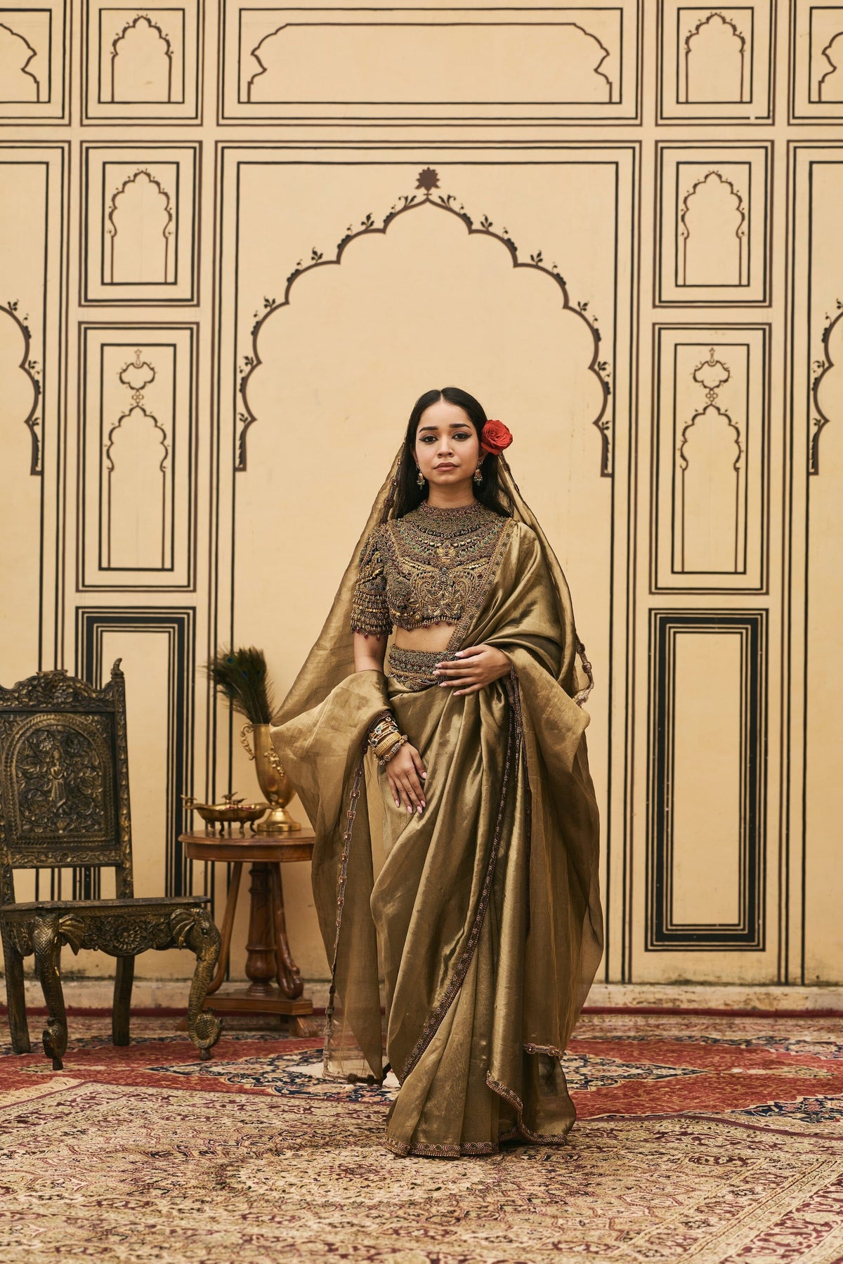 Krishnavarna Jadaau Saree Set by ITRH