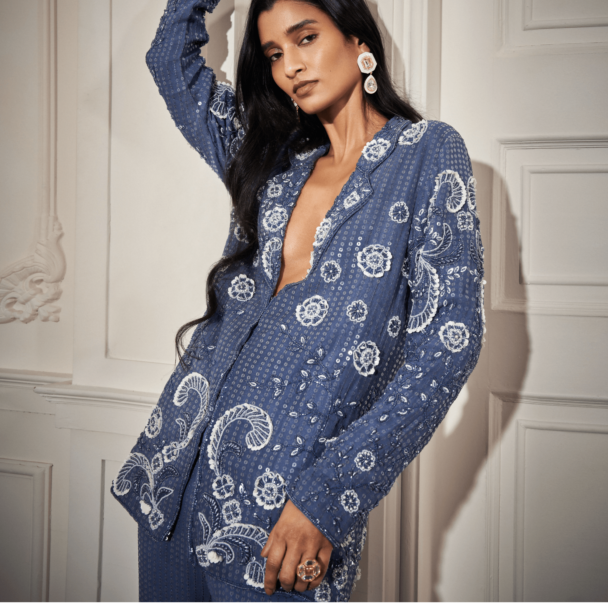 Long Blazer, Bustier, Flare Pants — view 3