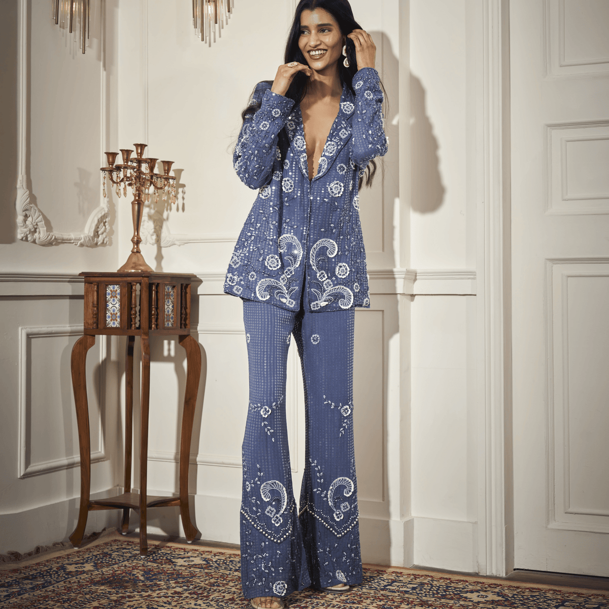 Long Blazer, Bustier, Flare Pants — view 2