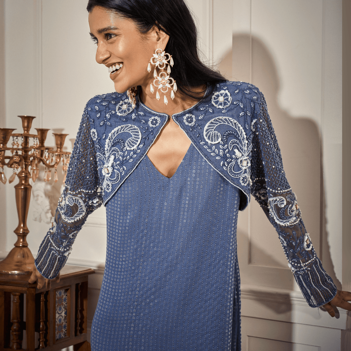 Long Kurta, Bolero/Shrug/Cape, Pants — view 4