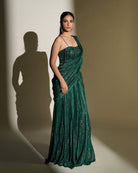 Lumi by KIYOHRA – green printed and embroidered saree set, view 3