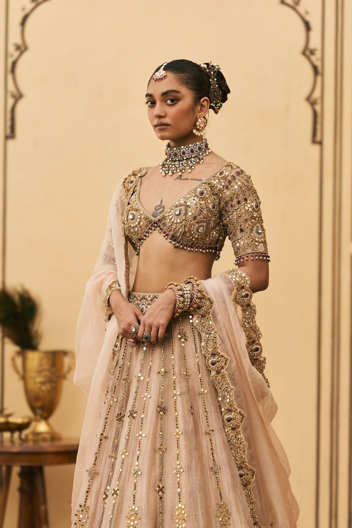 Maang Tika Tissue Lehenga Set by ITRH