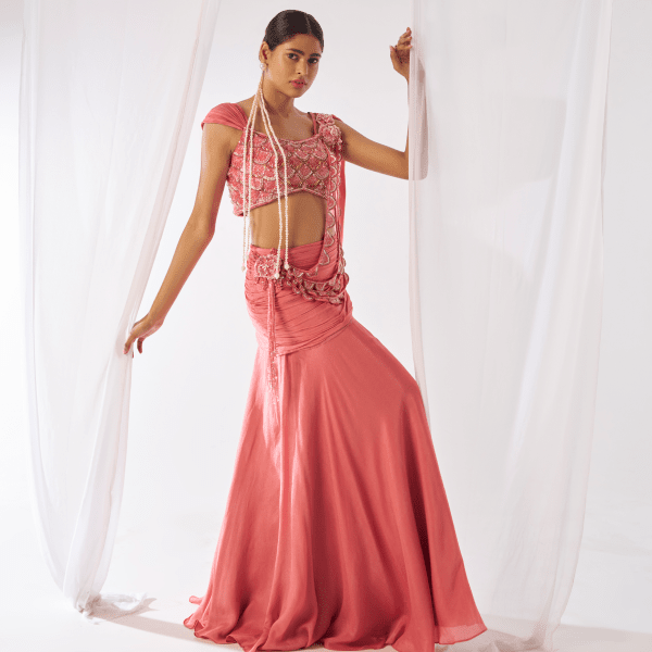 Mahagauri- Stylish heavy draped saree set — view 4
