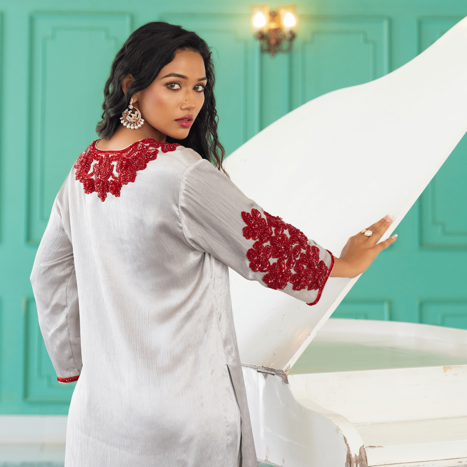 MAHAMAYA-Embellished Farshi Pant Set — view 2
