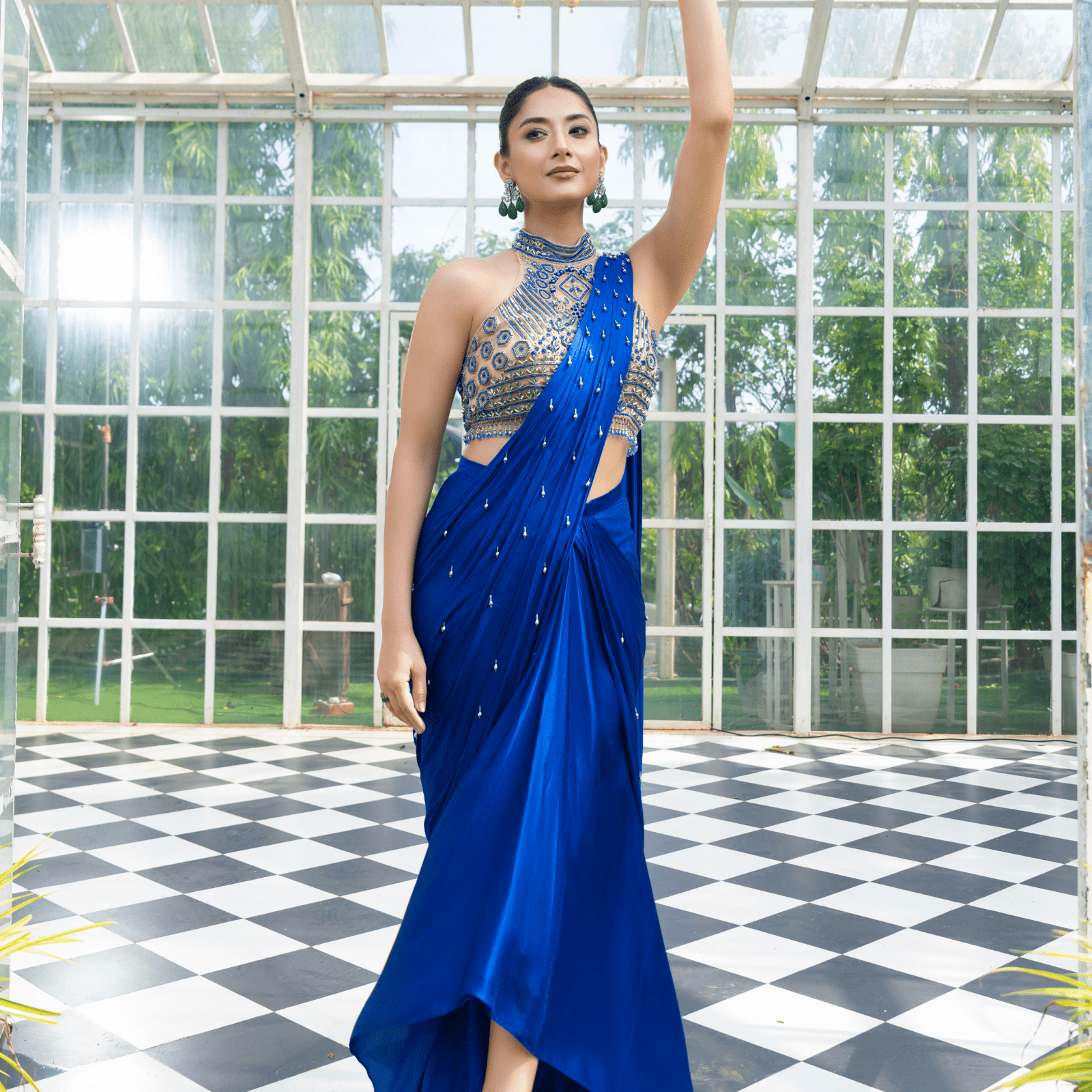 MAHASHAKTI-Embroidered Pre-Draped Saree — view 1
