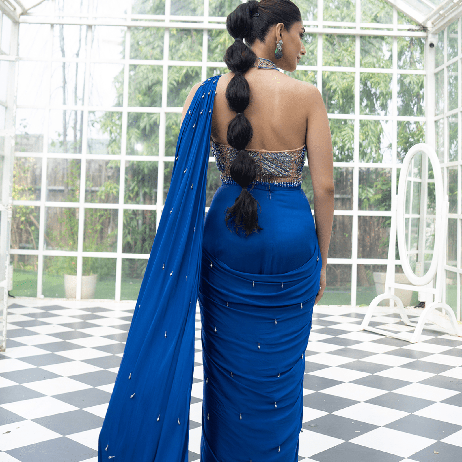 MAHASHAKTI-Embroidered Pre-Draped Saree — view 3