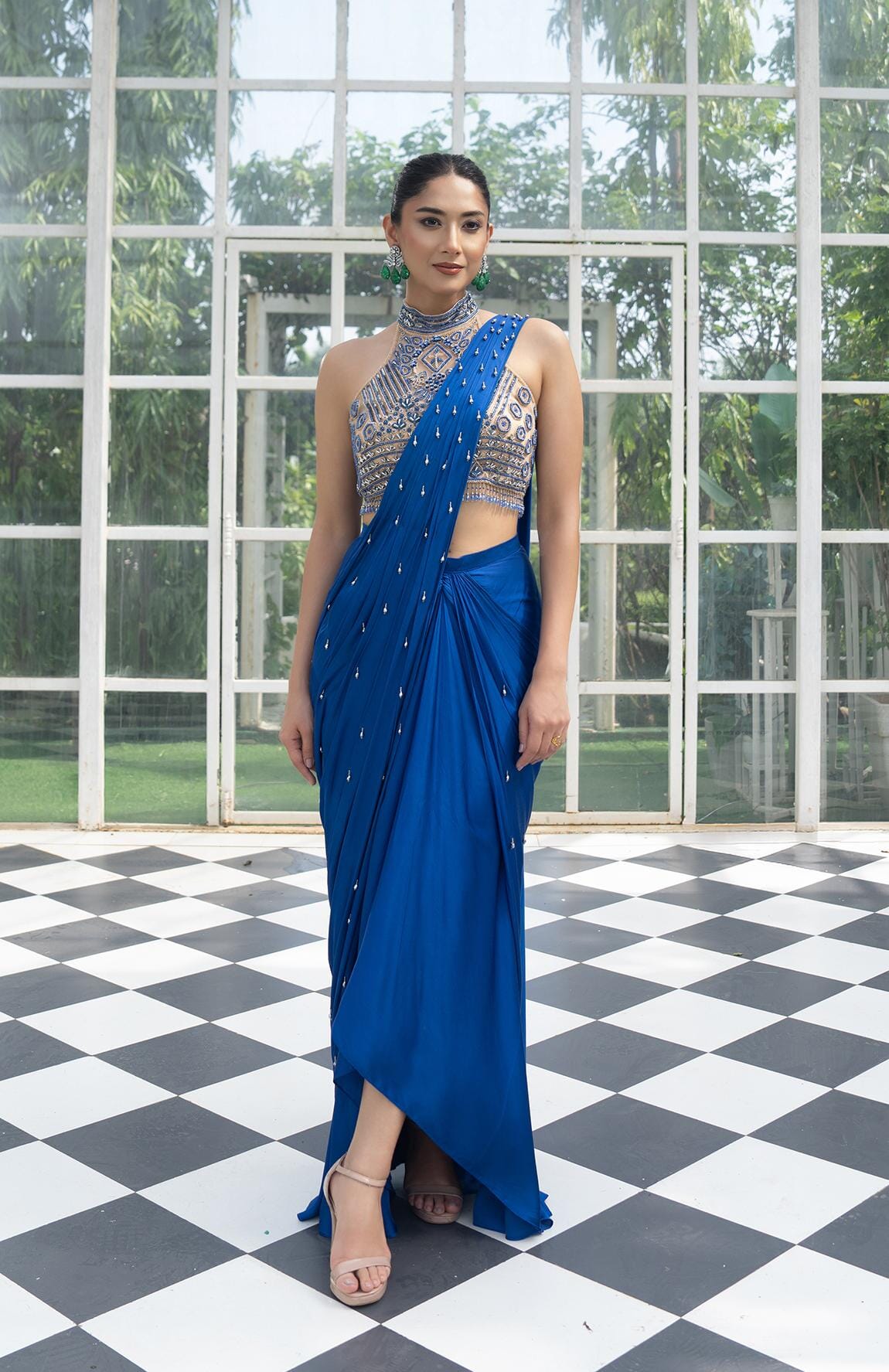 MAHASHAKTI-Embroidered Pre-Draped Saree