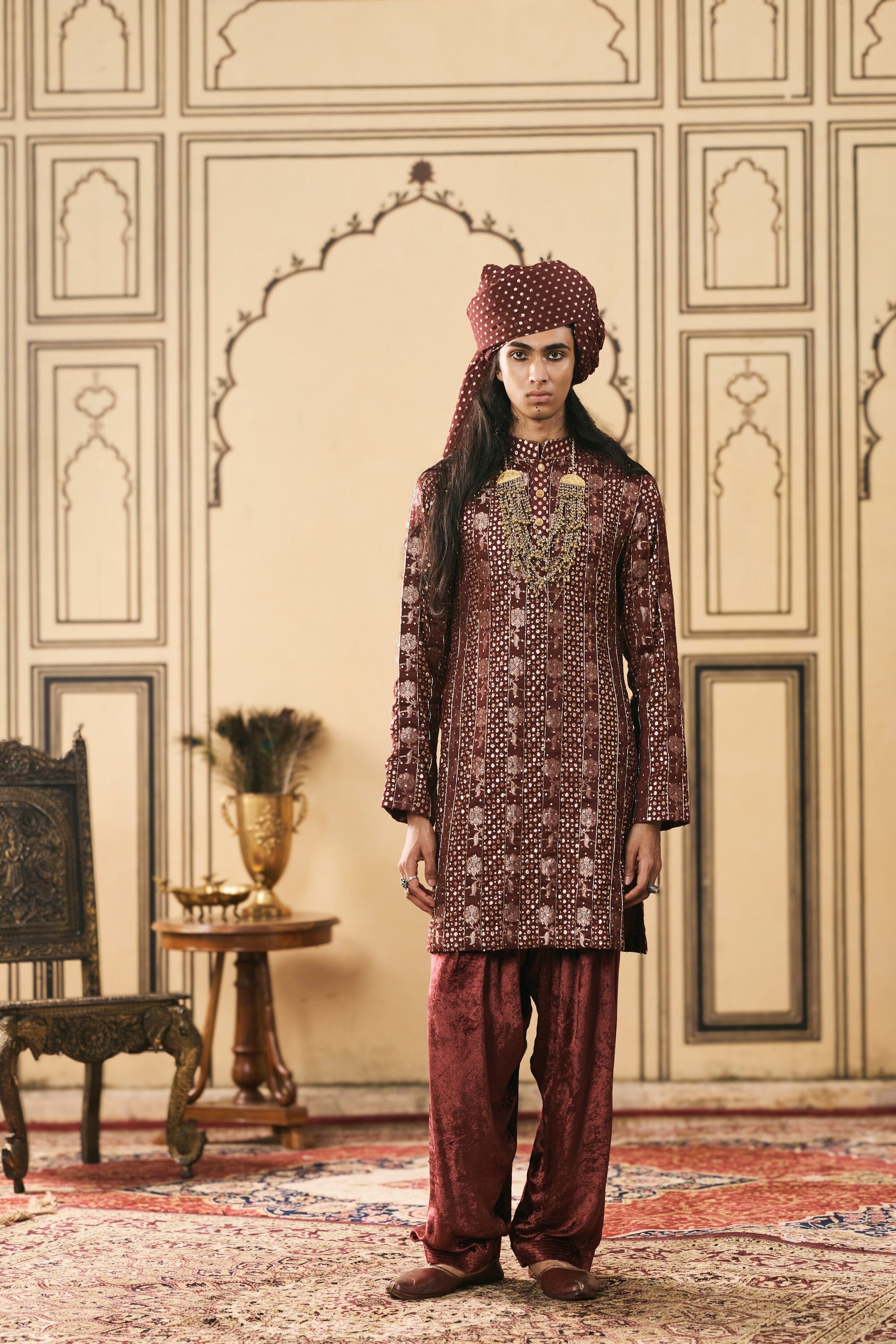 Maroonya Chanderi Brocade Velvet Kurta Set by ITRH