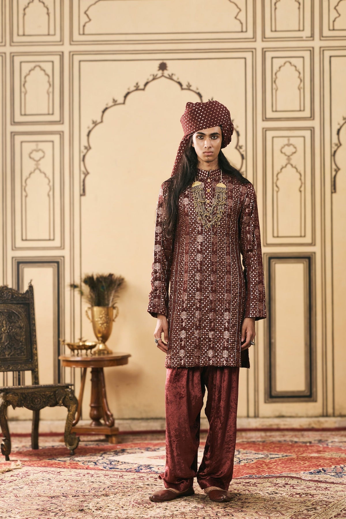 Maroonya Chanderi Brocade Velvet Kurta Set by ITRH
