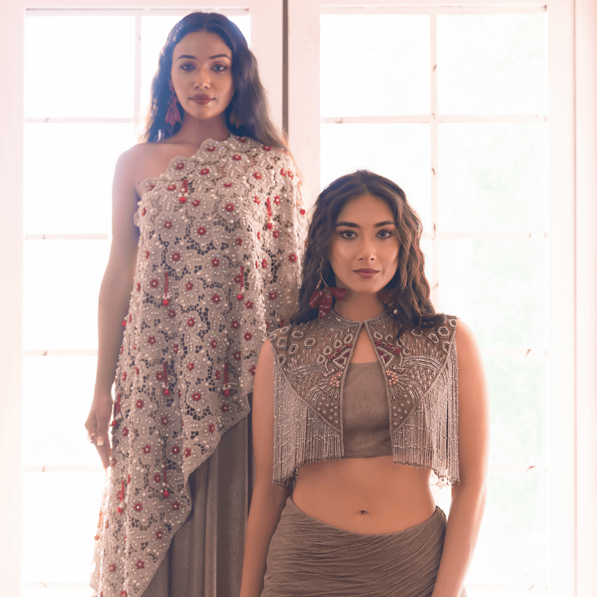 NARAYANI-Cutwork Cape Palazzo Set — view 6