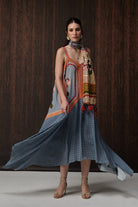 OMG Pale Blue Embroidered Swing Maxi Dress — photo 4