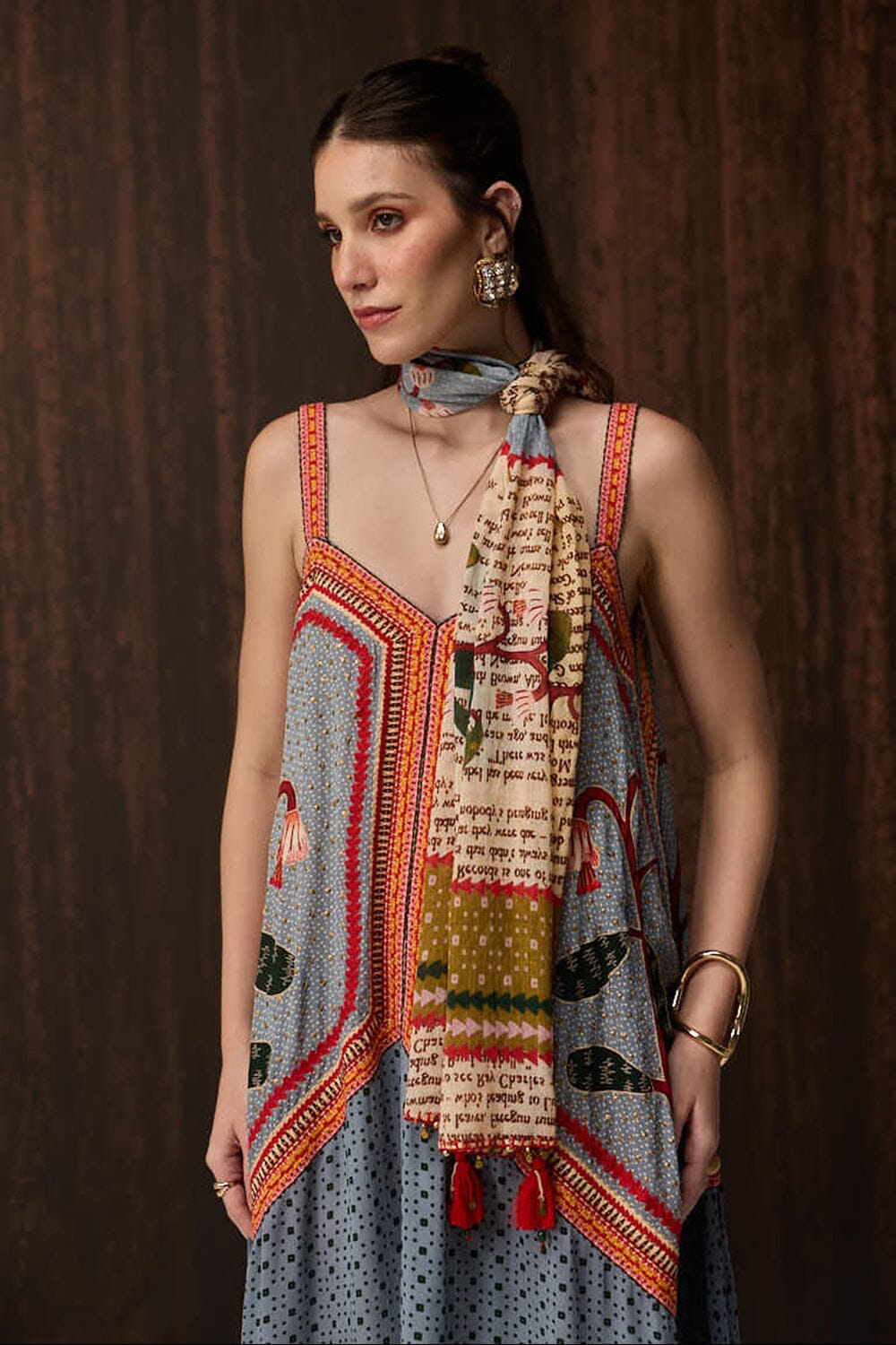 OMG Pale Blue Embroidered Swing Maxi Dress — photo 2