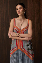 OMG Pale Blue Embroidered Swing Maxi Dress — photo 3