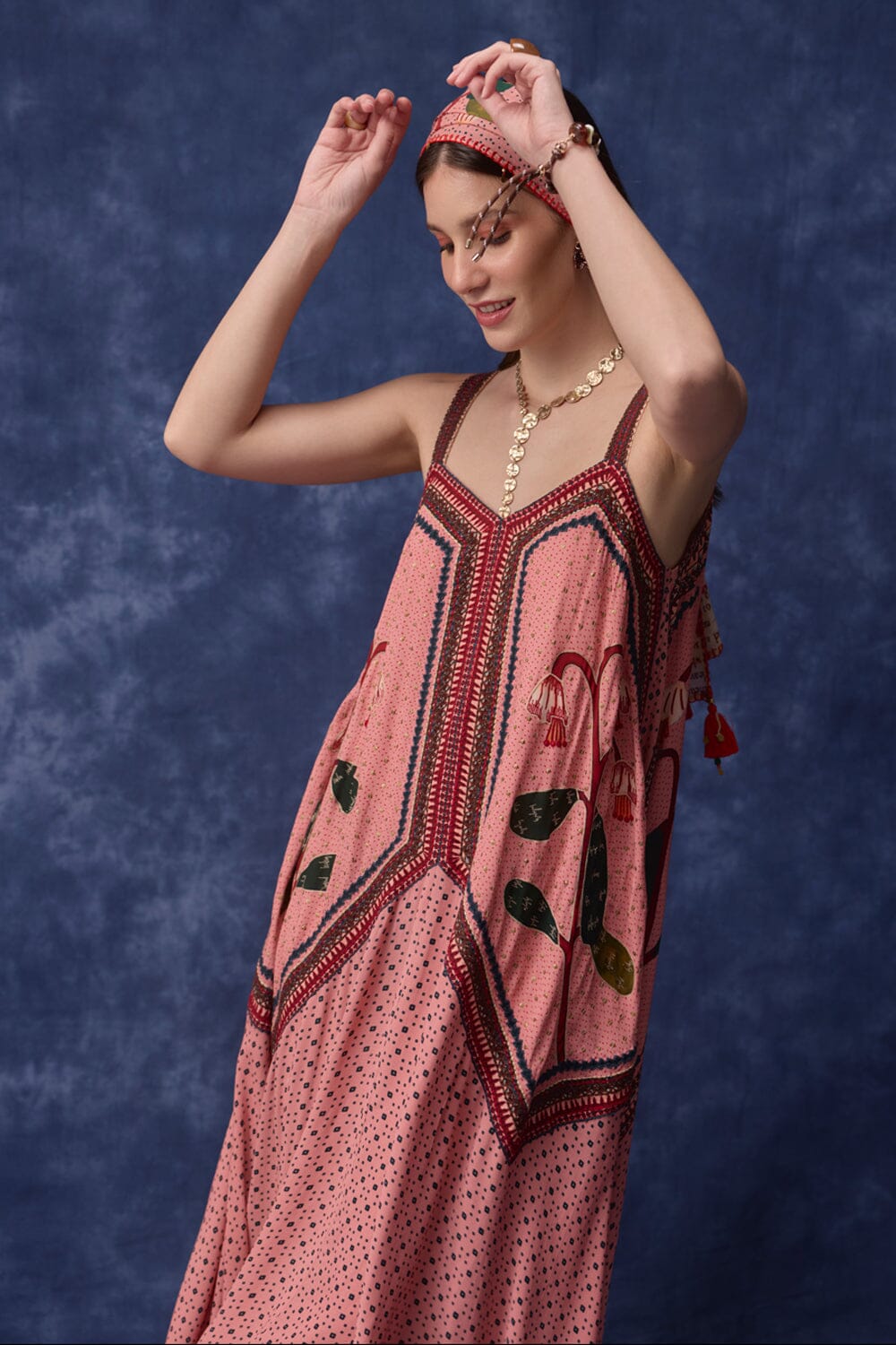 OMG Rose Pink Embroidered Swing Maxi Dress — photo 2