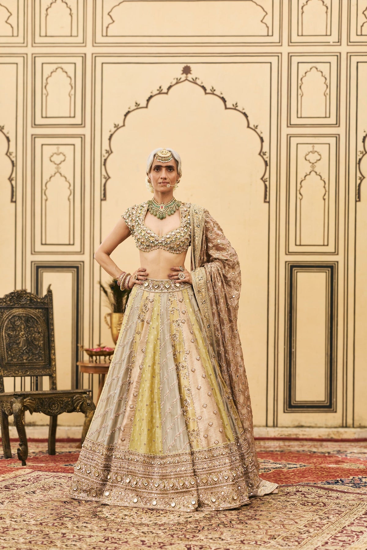 Pallavi Tissue Brocade Lehenga Set by ITRH