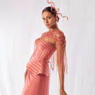Prasanna- Draped skirt, cape and corset set — view 2
