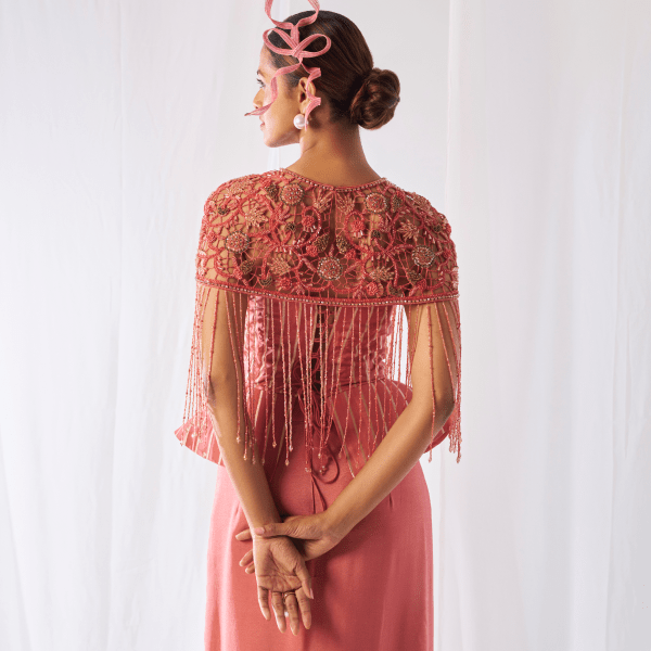 Prasanna- Draped skirt, cape and corset set — view 4