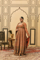 Rust Bandhani Anarkali Set by ITRH
