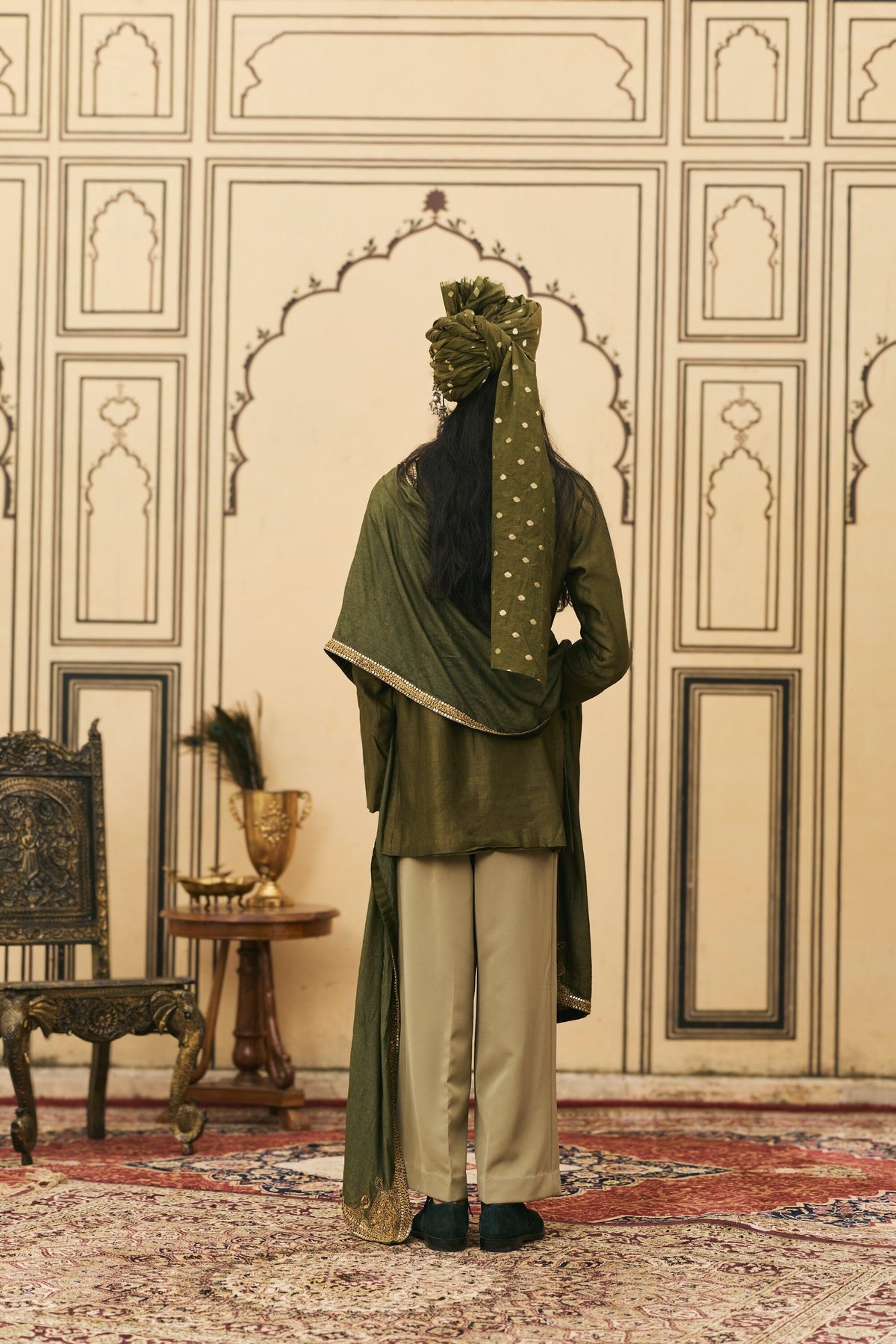 Sabz Chanderi Kurta Set by ITRH