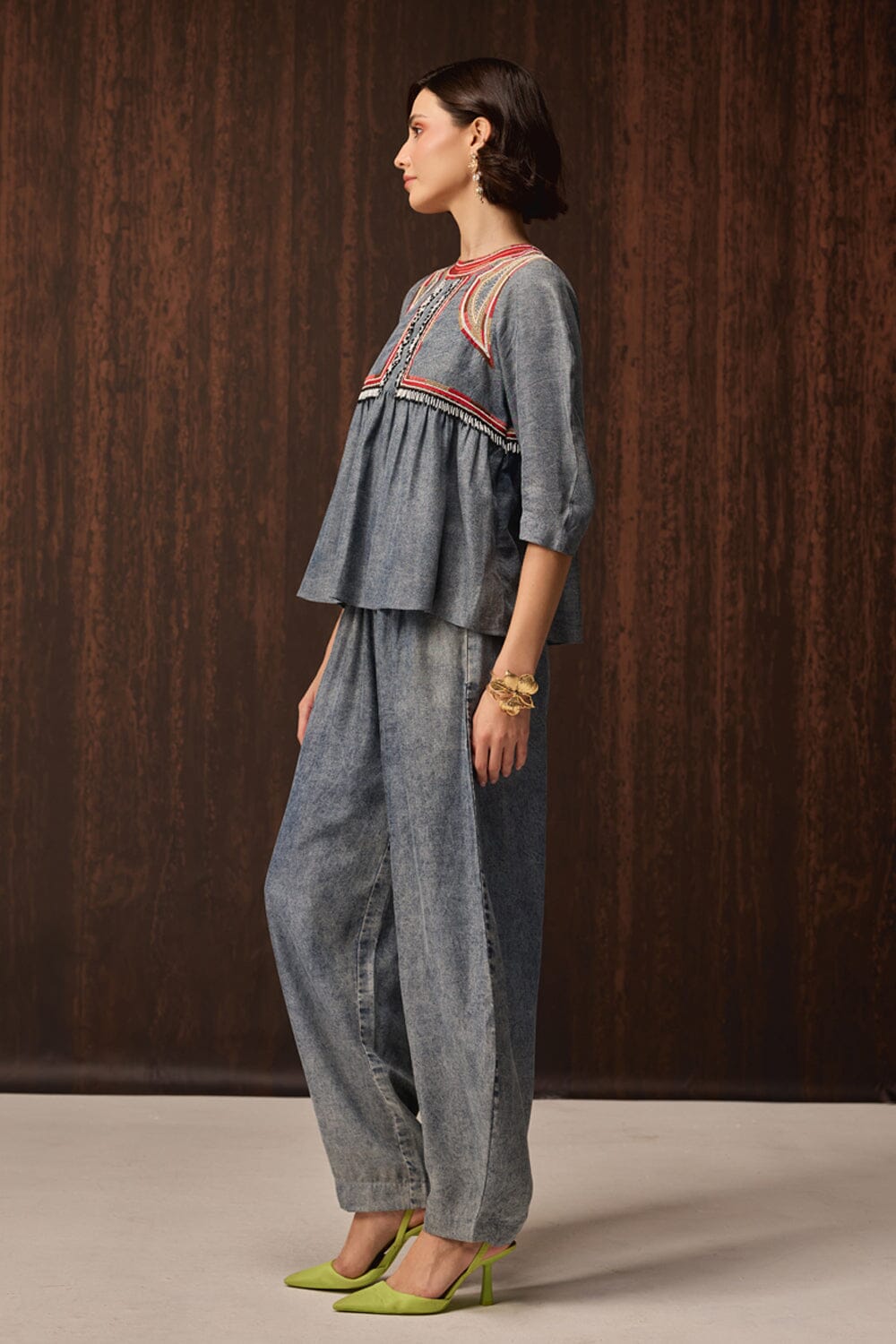 Safda Embroidered Co-ordinated Denim Set — photo 4