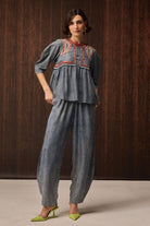 Safda Embroidered Co-ordinated Denim Set — photo 3