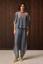 Safda Embroidered Co-ordinated Denim Set — photo 1