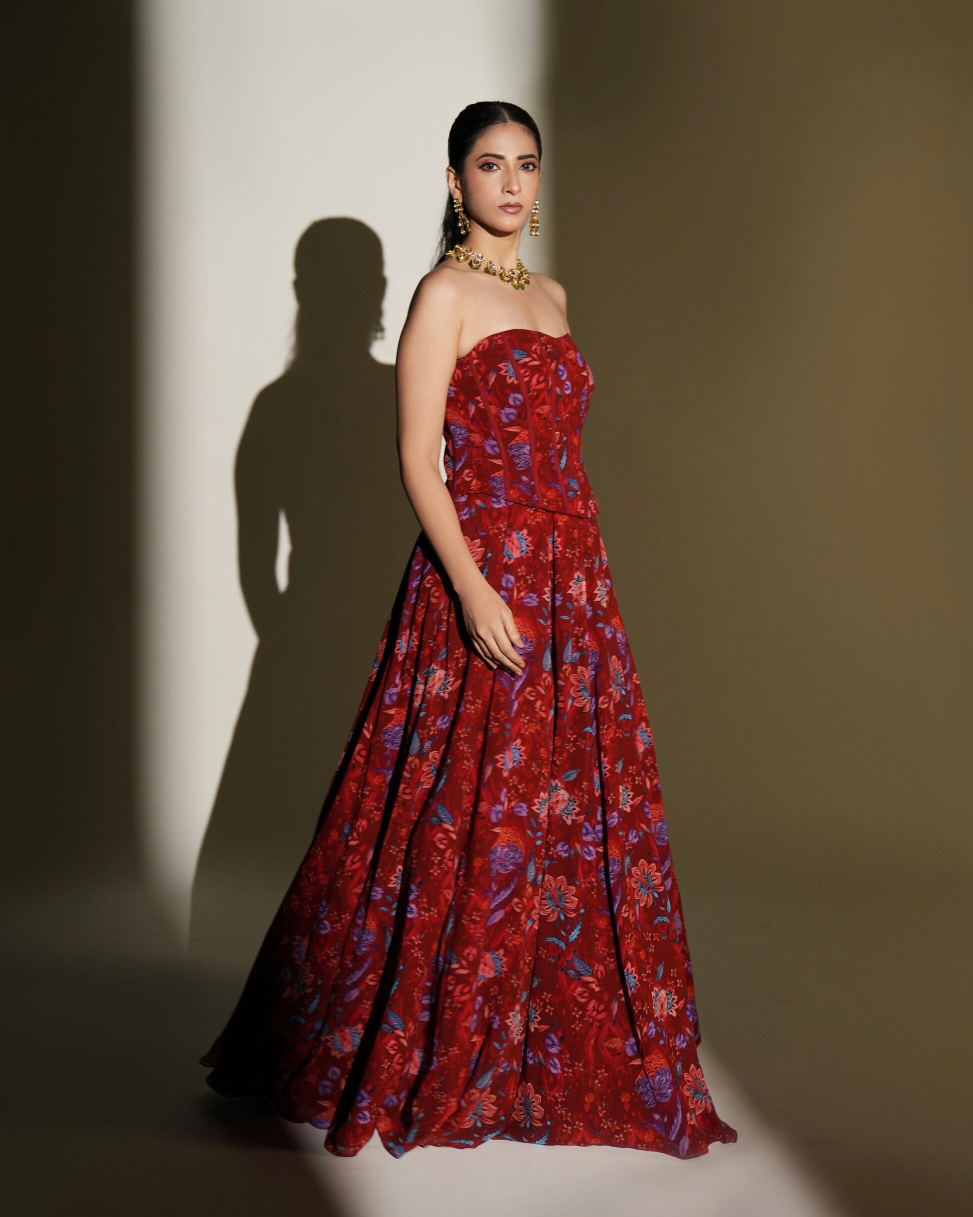 Scarlet by KIYOHRA – red floral printed lehenga, view 4