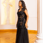 SHARVANI-Embroidered Peplum Sharara Set — view 3