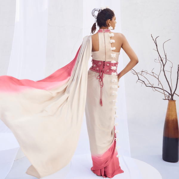 Shiva- Draped saree with corset belt — view 4