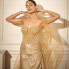 Side Draped Skirt, Embroidered Corset, Long Cape — view 2