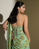 Sienna by KIYOHRA – aqua floral printed and embroidered saree set, view 5