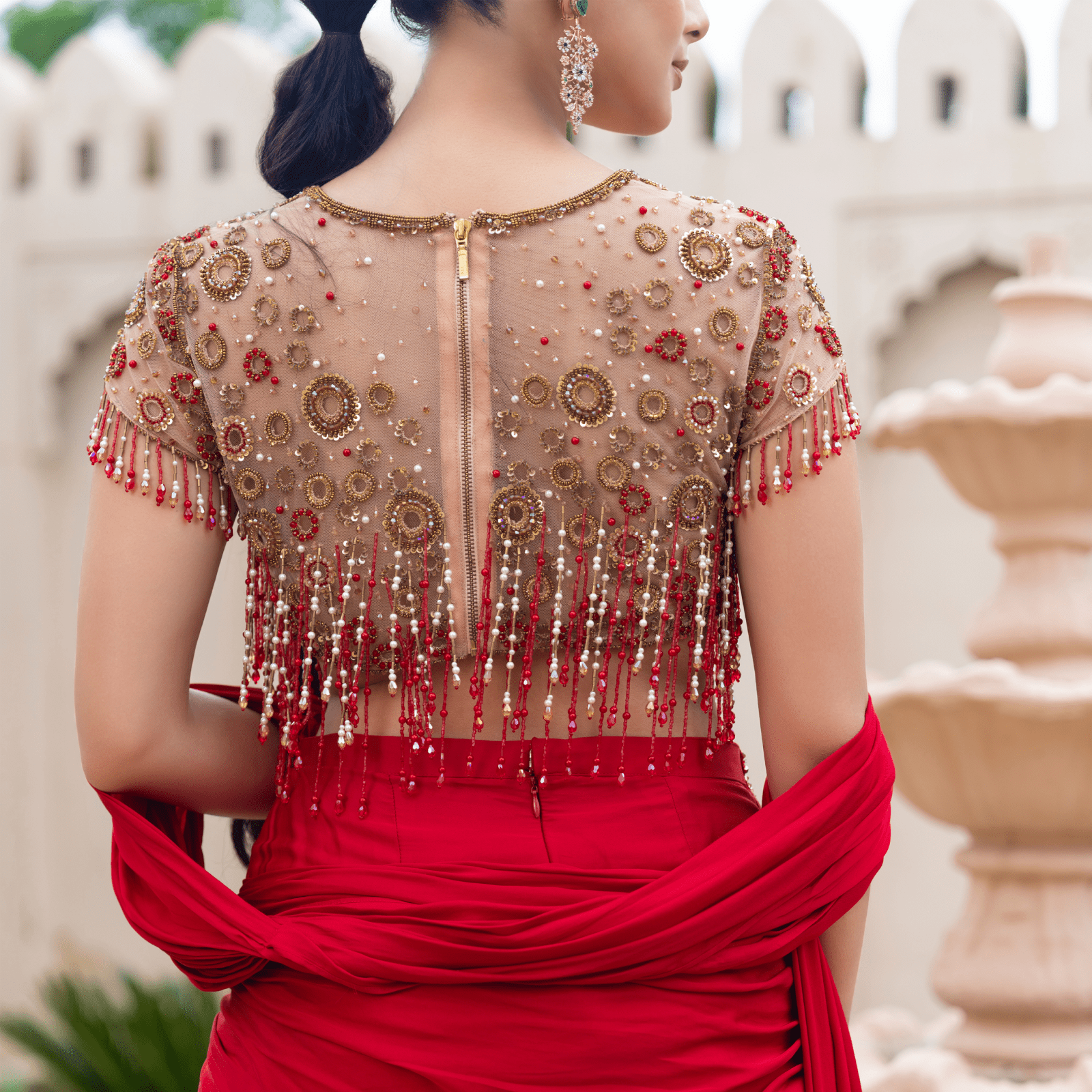 VIYAJA-Tasselled Pre-Draped Saree — view 2