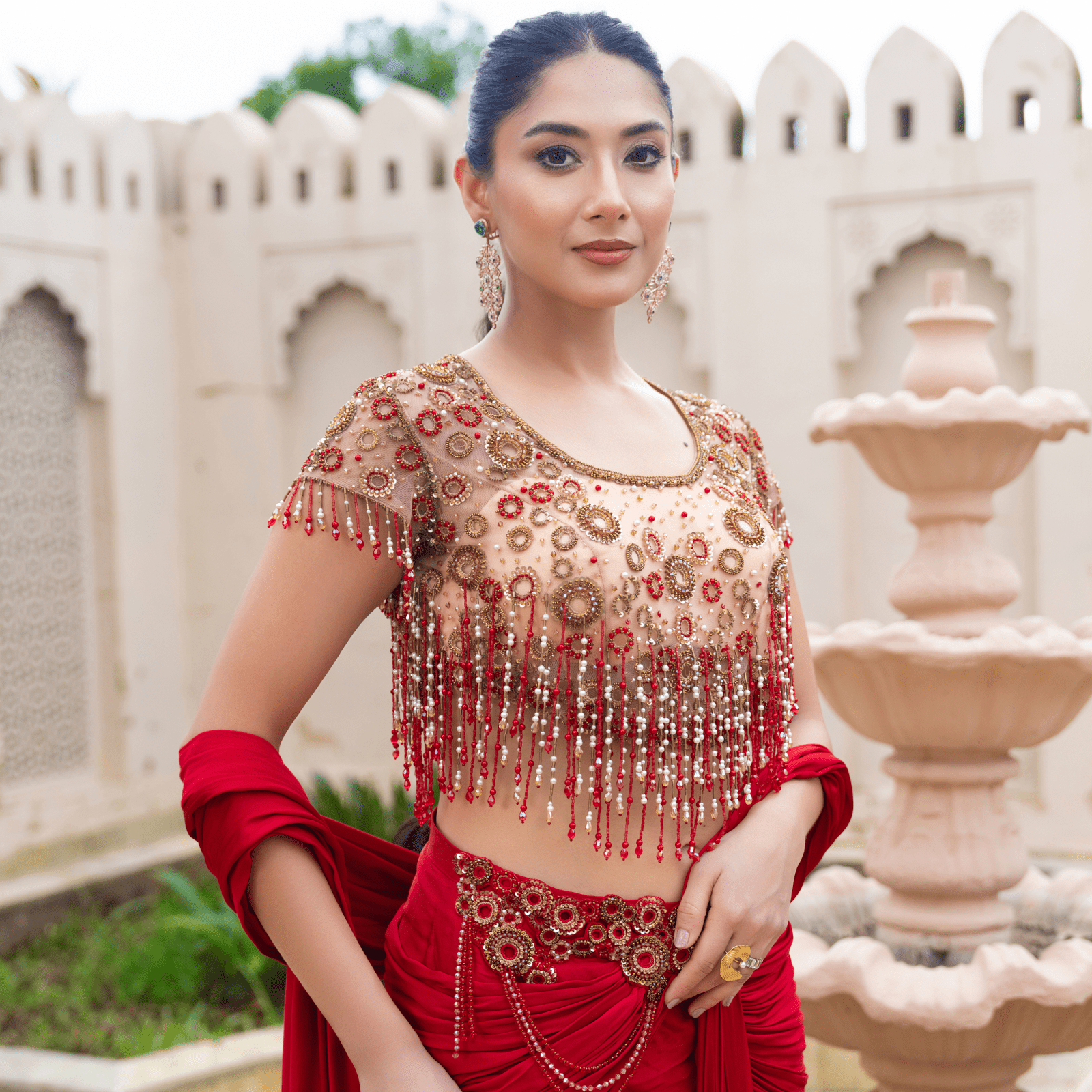 VIYAJA-Tasselled Pre-Draped Saree — view 4
